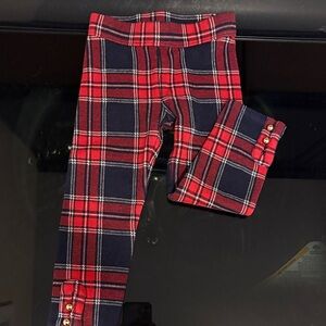 Janie and Jack Red and Blue Plaid Leggings